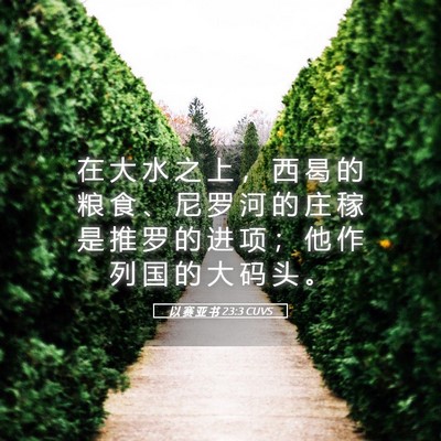 Picture 05 - 以 赛 亚 书 23:3 CUVS - 在 大 水 之 上 ， 西 曷 的 粮 食 、 - Bible Verse Picture