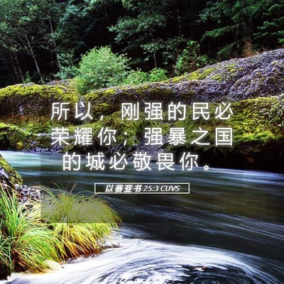 Picture 05 - 以 赛 亚 书 25:3 CUVS - 所 以 ， 刚 强 的 民 必 荣 耀 你 ； - Bible Verse Picture