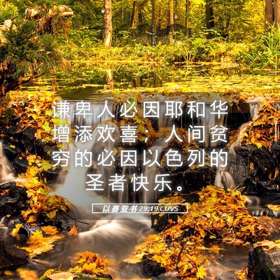 Picture 05 - 以 赛 亚 书 29:19 CUVS - 谦 卑 人 必 因 耶 和 华 增 添 欢 喜 - Bible Verse Picture
