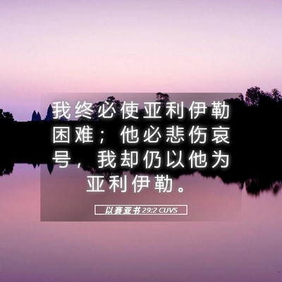 Picture 05 - 以 赛 亚 书 29:2 CUVS - 我 终 必 使 亚 利 伊 勒 困 难 ； 他 - Bible Verse Picture