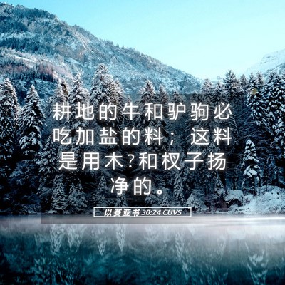 Picture 05 - 以 赛 亚 书 30:24 CUVS - 耕 地 的 牛 和 驴 驹 必 吃 加 盐 的 - Bible Verse Picture