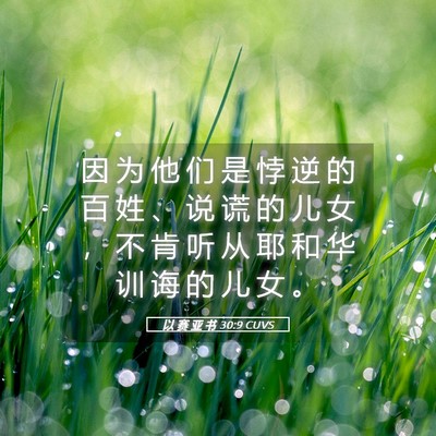 Picture 05 - 以 赛 亚 书 30:9 CUVS - 因 为 他 们 是 悖 逆 的 百 姓 、 说 - Bible Verse Picture
