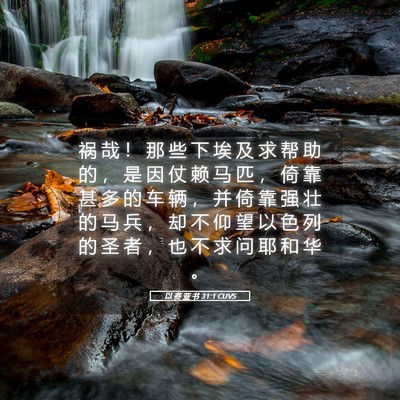 Picture 05 - 以 赛 亚 书 31:1 CUVS - 祸 哉 ！ 那 些 下 埃 及 求 帮 助 的 - Bible Verse Picture