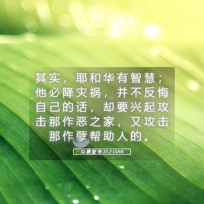Picture 05 - 以 赛 亚 书 31:2 CUVS - 其 实 ， 耶 和 华 有 智 慧 ； 他 必 - Bible Verse Picture