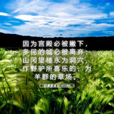 Picture 05 - 以 赛 亚 书 32:14 CUVS - 因 为 宫 殿 必 被 撇 下 ， 多 民 的 - Bible Verse Picture