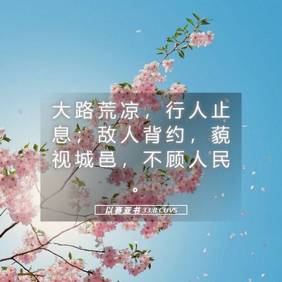 Picture 05 - 以 赛 亚 书 33:8 CUVS - 大 路 荒 凉 ， 行 人 止 息 ； 敌 人 - Bible Verse Picture