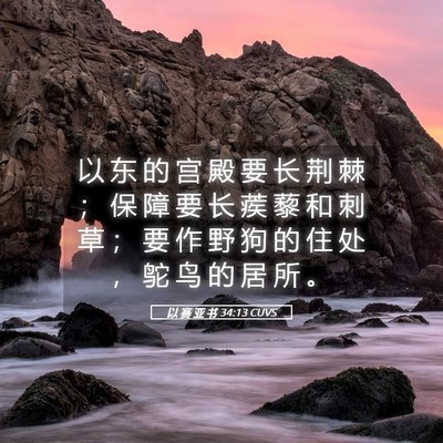 Picture 05 - 以 赛 亚 书 34:13 CUVS - 以 东 的 宫 殿 要 长 荆 棘 ； 保 障 - Bible Verse Picture