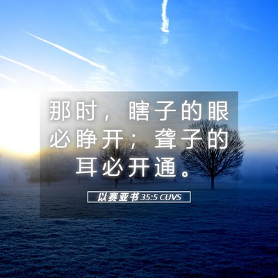 Picture 05 - 以 赛 亚 书 35:5 CUVS - 那 时 ， 瞎 子 的 眼 必 睁 开 ； 聋 - Bible Verse Picture