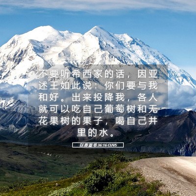 Picture 05 - 以 赛 亚 书 36:16 CUVS - 不 要 听 希 西 家 的 话 ， 因 亚 述 - Bible Verse Picture