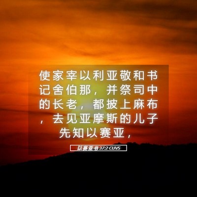 Picture 05 - 以 赛 亚 书 37:2 CUVS - 使 家 宰 以 利 亚 敬 和 书 记 舍 伯 - Bible Verse Picture