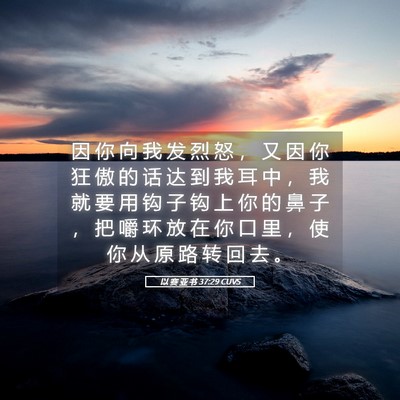 Picture 05 - 以 赛 亚 书 37:29 CUVS - 因 你 向 我 发 烈 怒 ， 又 因 你 狂 - Bible Verse Picture