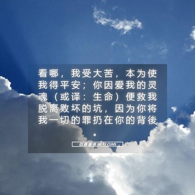 Picture 05 - 以 赛 亚 书 38:17 CUVS - 看 哪 ， 我 受 大 苦 ， 本 为 使 我 - Bible Verse Picture