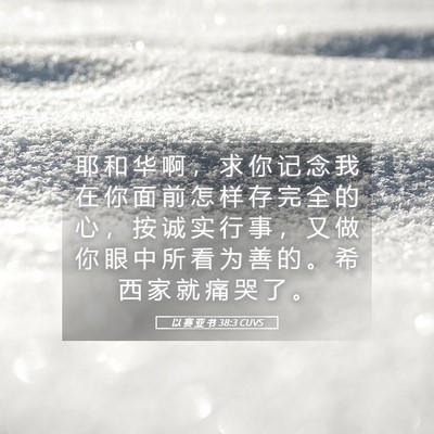 Picture 05 - 以 赛 亚 书 38:3 CUVS - 耶 和 华 啊 ， 求 你 记 念 我 在 你 - Bible Verse Picture
