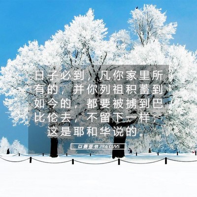 Picture 05 - 以 赛 亚 书 39:6 CUVS - 日 子 必 到 ， 凡 你 家 里 所 有 的 - Bible Verse Picture
