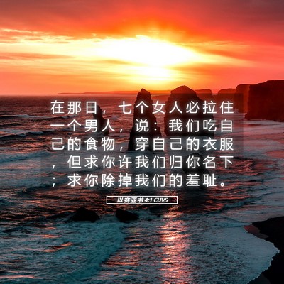 Picture 05 - 以 赛 亚 书 4:1 CUVS - 在 那 日 ， 七 个 女 人 必 拉 住 一 - Bible Verse Picture