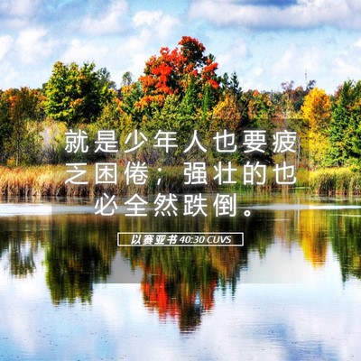 Picture 05 - 以 赛 亚 书 40:30 CUVS - 就 是 少 年 人 也 要 疲 乏 困 倦 ； - Bible Verse Picture