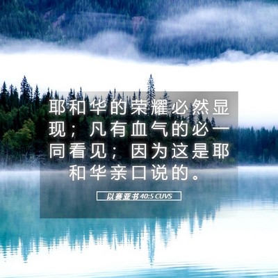 Picture 05 - 以 赛 亚 书 40:5 CUVS - 耶 和 华 的 荣 耀 必 然 显 现 ； 凡 - Bible Verse Picture