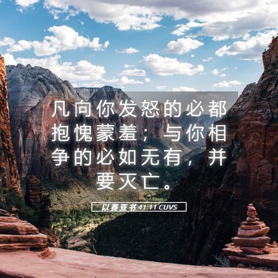 Picture 05 - 以 赛 亚 书 41:11 CUVS - 凡 向 你 发 怒 的 必 都 抱 愧 蒙 羞 - Bible Verse Picture