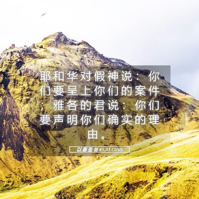 Picture 05 - 以 赛 亚 书 41:21 CUVS - 耶 和 华 对 假 神 说 ： 你 们 要 呈 - Bible Verse Picture
