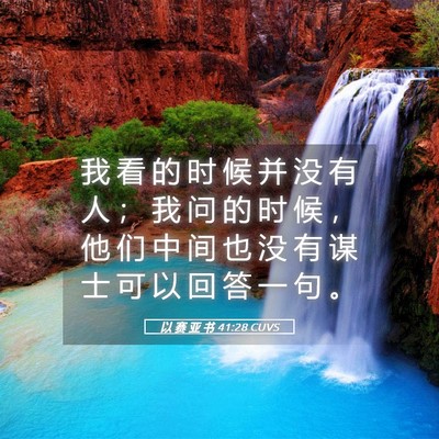 Picture 05 - 以 赛 亚 书 41:28 CUVS - 我 看 的 时 候 并 没 有 人 ； 我 问 - Bible Verse Picture