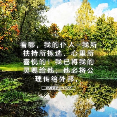 Picture 05 - 以 赛 亚 书 42:1 CUVS - 看 哪 ， 我 的 仆 人 ─ 我 所 扶 持 - Bible Verse Picture