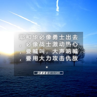 Picture 05 - 以 赛 亚 书 42:13 CUVS - 耶 和 华 必 像 勇 士 出 去 ， 必 像 - Bible Verse Picture