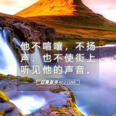 Picture 05 - 以 赛 亚 书 42:2 CUVS - 他 不 喧 嚷 ， 不 扬 声 ， 也 不 使 - Bible Verse Picture