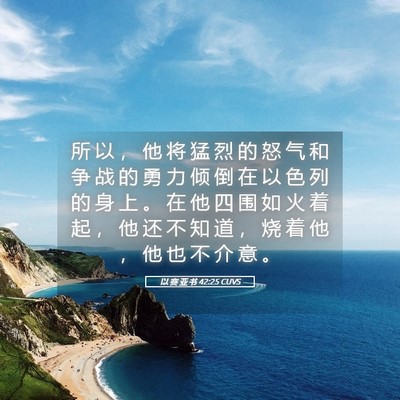 Picture 05 - 以 赛 亚 书 42:25 CUVS - 所 以 ， 他 将 猛 烈 的 怒 气 和 争 - Bible Verse Picture