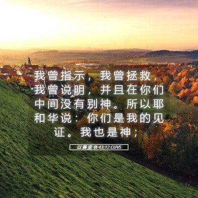 Picture 05 - 以 赛 亚 书 43:12 CUVS - 我 曾 指 示 ， 我 曾 拯 救 ， 我 曾 - Bible Verse Picture
