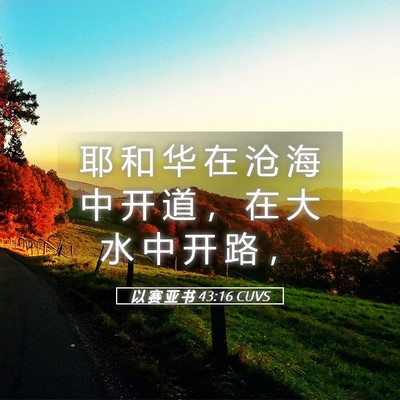 Picture 05 - 以 赛 亚 书 43:16 CUVS - 耶 和 华 在 沧 海 中 开 道 ， 在 大 - Bible Verse Picture