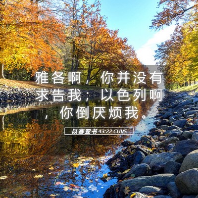 Picture 05 - 以 赛 亚 书 43:22 CUVS - 雅 各 啊 ， 你 并 没 有 求 告 我 ； - Bible Verse Picture