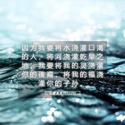 Picture 05 - 以 赛 亚 书 44:3 CUVS - 因 为 我 要 将 水 浇 灌 口 渴 的 人 - Bible Verse Picture