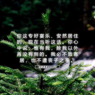Picture 05 - 以 赛 亚 书 47:8 CUVS - 你 这 专 好 宴 乐 、 安 然 居 住 的 - Bible Verse Picture