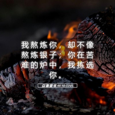 Picture 05 - 以 赛 亚 书 48:10 CUVS - 我 熬 炼 你 ， 却 不 像 熬 炼 银 子 - Bible Verse Picture