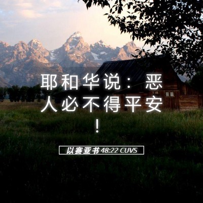 Picture 05 - 以 赛 亚 书 48:22 CUVS - 耶 和 华 说 ： 恶 人 必 不 得 平 安 - Bible Verse Picture