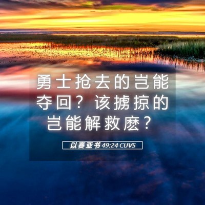 Picture 05 - 以 赛 亚 书 49:24 CUVS - 勇 士 抢 去 的 岂 能 夺 回 ？ 该 掳 - Bible Verse Picture