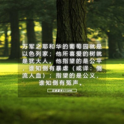 Picture 05 - 以 赛 亚 书 5:7 CUVS - 万 军 之 耶 和 华 的 葡 萄 园 就 是 - Bible Verse Picture
