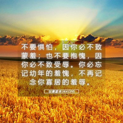 Picture 05 - 以 赛 亚 书 54:4 CUVS - 不 要 惧 怕 ， 因 你 必 不 致 蒙 羞 - Bible Verse Picture