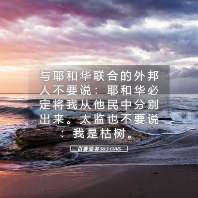 Picture 05 - 以 赛 亚 书 56:3 CUVS - 与 耶 和 华 联 合 的 外 邦 人 不 要 - Bible Verse Picture