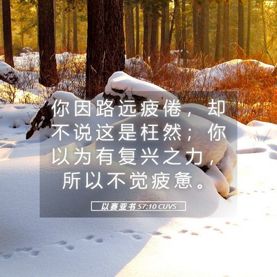 Picture 05 - 以 赛 亚 书 57:10 CUVS - 你 因 路 远 疲 倦 ， 却 不 说 这 是 - Bible Verse Picture