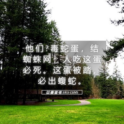 Picture 05 - 以 赛 亚 书 59:5 CUVS - 他 们 ? 毒 蛇 蛋 ， 结 蜘 蛛 网 ； 人 - Bible Verse Picture
