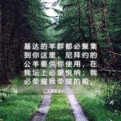Picture 05 - 以 赛 亚 书 60:7 CUVS - 基 达 的 羊 群 都 必 聚 集 到 你 这 - Bible Verse Picture