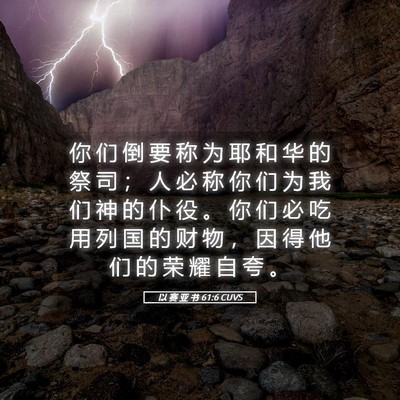 Picture 05 - 以 赛 亚 书 61:6 CUVS - 你 们 倒 要 称 为 耶 和 华 的 祭 司 - Bible Verse Picture