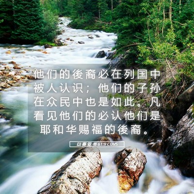 Picture 05 - 以 赛 亚 书 61:9 CUVS - 他 们 的 後 裔 必 在 列 国 中 被 人 - Bible Verse Picture