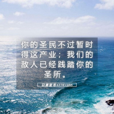 Picture 05 - 以 赛 亚 书 63:18 CUVS - 你 的 圣 民 不 过 暂 时 得 这 产 业 - Bible Verse Picture