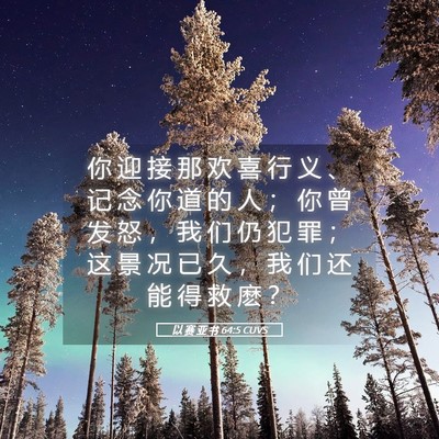 Picture 05 - 以 赛 亚 书 64:5 CUVS - 你 迎 接 那 欢 喜 行 义 、 记 念 你 - Bible Verse Picture