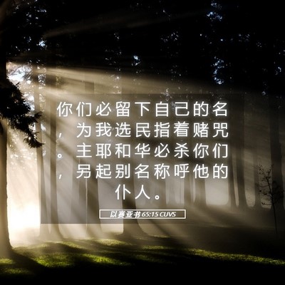 Picture 05 - 以 赛 亚 书 65:15 CUVS - 你 们 必 留 下 自 己 的 名 ， 为 我 - Bible Verse Picture