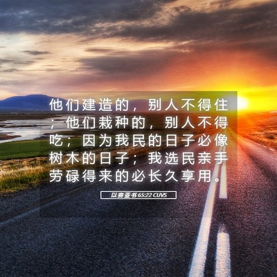 Picture 05 - 以 赛 亚 书 65:22 CUVS - 他 们 建 造 的 ， 别 人 不 得 住 ； - Bible Verse Picture