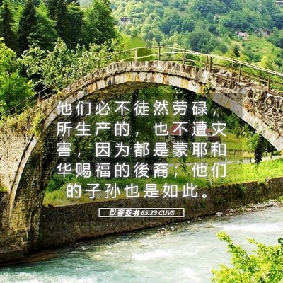 Picture 05 - 以 赛 亚 书 65:23 CUVS - 他 们 必 不 徒 然 劳 碌 ， 所 生 产 - Bible Verse Picture