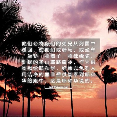Picture 05 - 以 赛 亚 书 66:20 CUVS - 他 们 必 将 你 们 的 弟 兄 从 列 国 - Bible Verse Picture